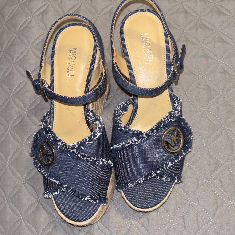 Michael Kors Women's Blue Denim Wedges
